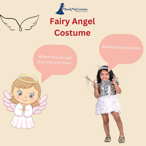 BookMyCostume Fairy Angel Girls with White Wings Girls for Kids Fancy Dress Costume