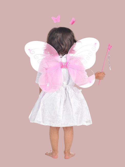 BookMyCostume Fairy Angel with Pink Wings Girls Kids Fancy Dress Costume