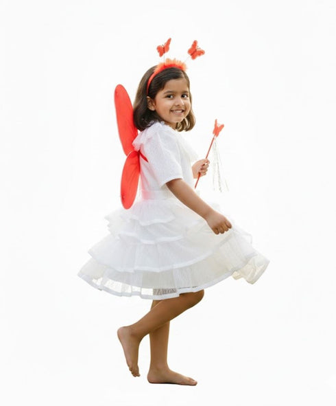 Fairy Angel with Red Wings Girls Kids Fancy Dress Costume