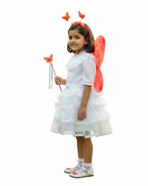 Fairy Angel with Red Wings Girls Kids Fancy Dress Costume