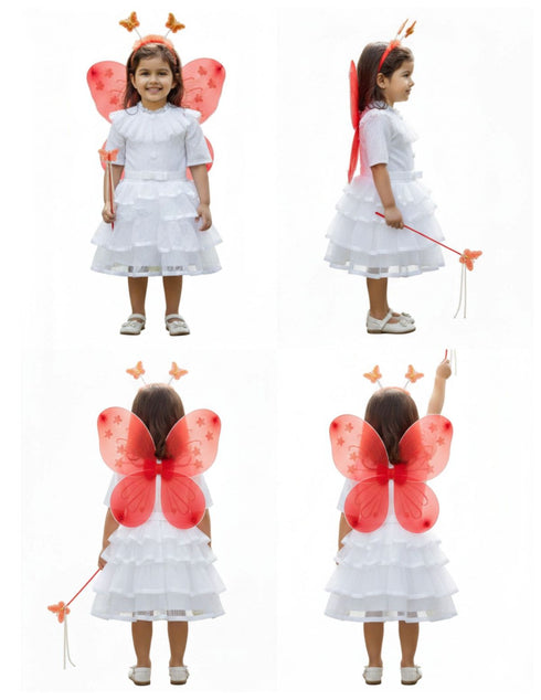 Fairy Angel with Red Wings Girls Kids Fancy Dress Costume