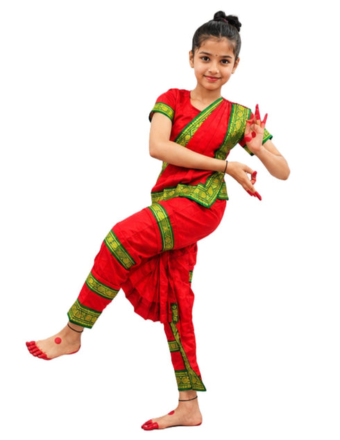 Bharatanatyam Saree Indian Classical Dance Costume for Girls | Kids & Adult Fancy Dress Costume