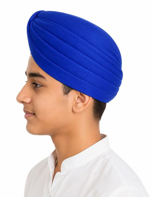 Blue Punjabi Pagdi Sardar Ji Indian Traditional Turban Costume Accessory for Boys and Men 8-14 Years
