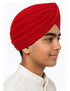 Red Punjabi Pagdi Sardar Ji Indian Traditional Turban Costume Accessory for Boys and Men 8-14 Years