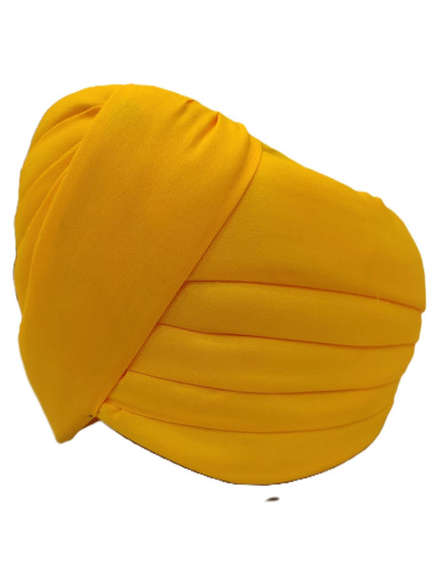 Yellow Punjabi Pagdi Sardar Ji Indian Traditional Turban Costume Accessory for Boys and Men 8-14 Years