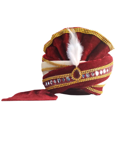 Maroon Indian Dulha Pagdi Indian Wedding Turban for Kids 2-11 Years