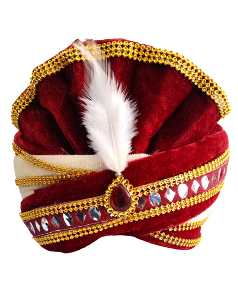 Maroon Indian Dulha Pagdi Indian Wedding Turban for Kids 2-11 Years