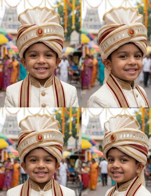 Beige Indian Dulha Pagdi Indian Wedding Turban for Kids & Adults