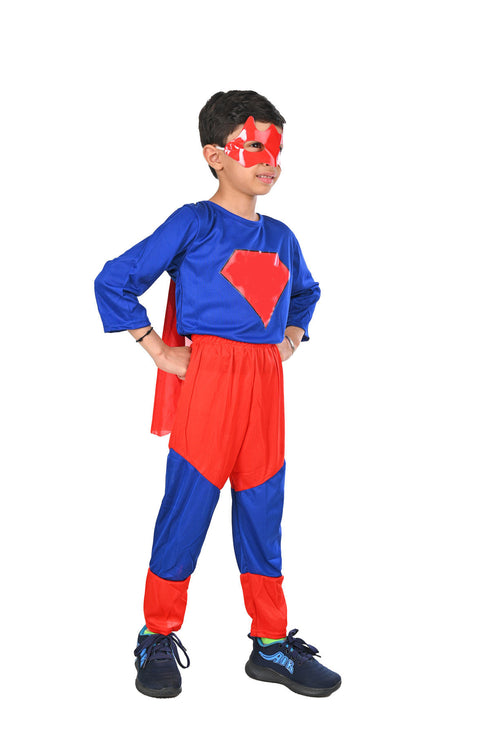 Supreme Man Superhero American Comic Character Kids Fancy Dress Costume - Standard