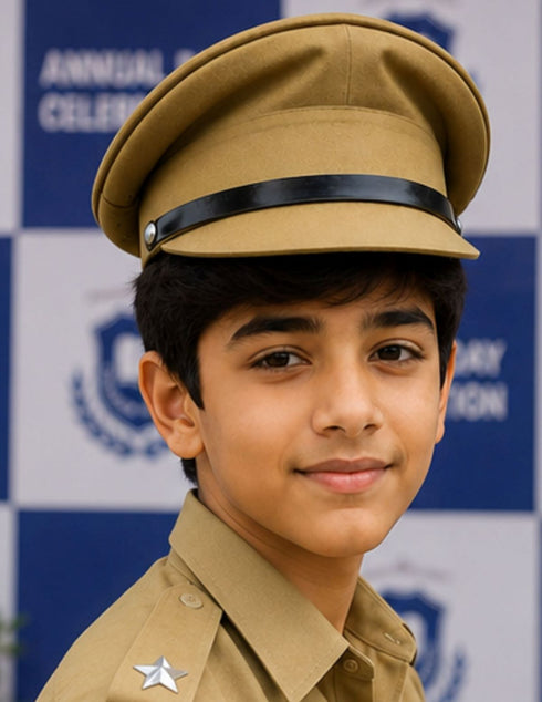 Police Inspector Commissioner Khakhi Cap for Boys and Men