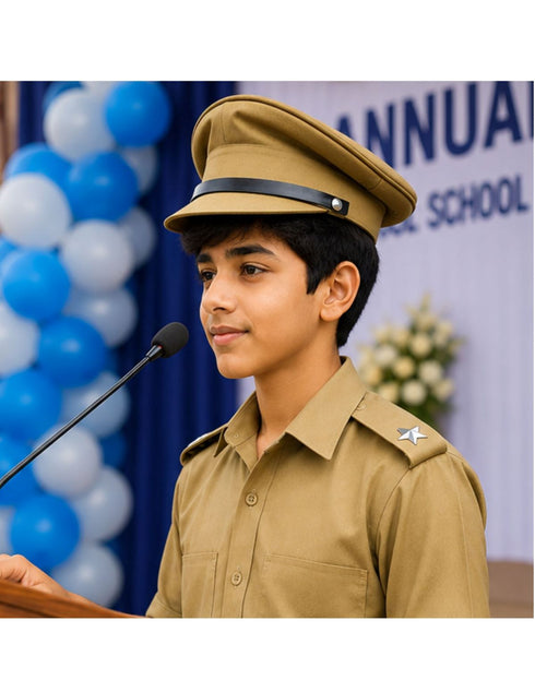 Police Inspector Commissioner Khakhi Cap for Boys and Men