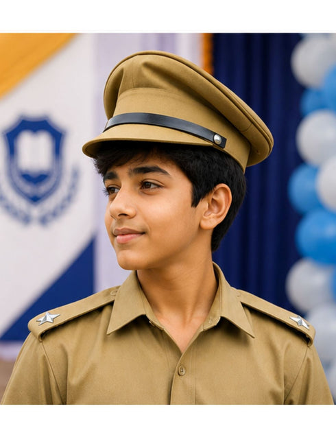 Police Inspector Commissioner Khakhi Cap for Boys and Men