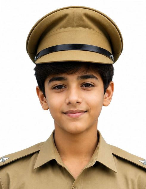 Police Inspector Commissioner Khakhi Cap for Boys and Men