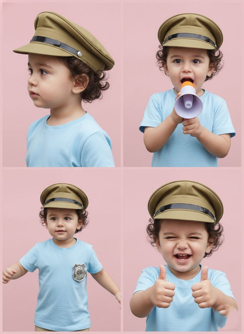 Police Inspector Commissioner Khakhi Cap for Boys and Men