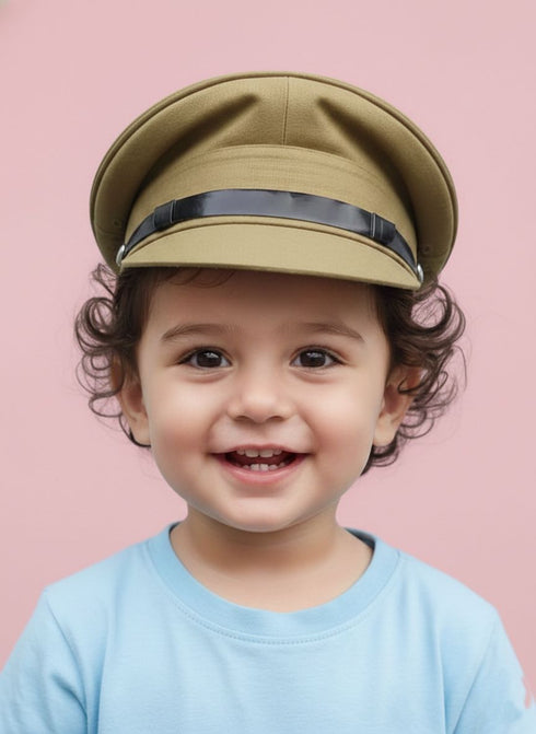Police Inspector Commissioner Khakhi Cap for Boys and Men