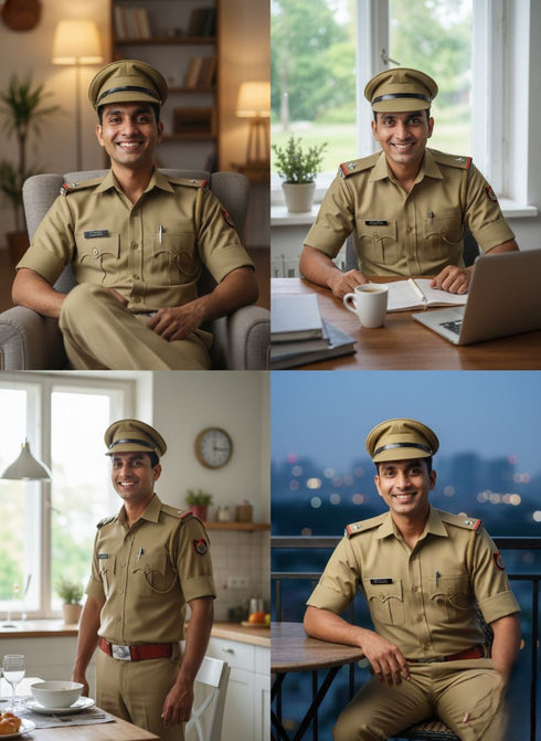 Police Inspector Commissioner Khakhi Cap for Boys and Men