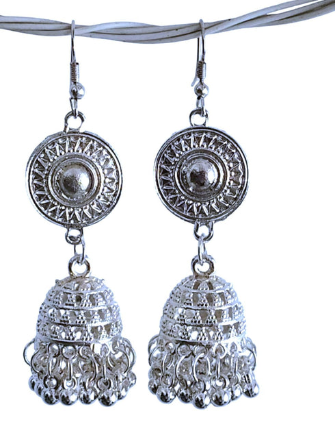 Elegant Silver Jhumkas Earrings Jewellery - Indian Regional Fancy Dress Costume Accessory for Girls