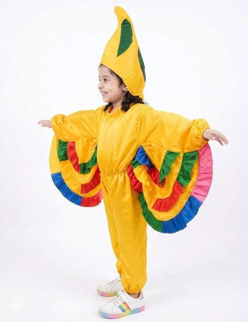 Yellow Bird Macaw With Multicolor Wings Kids Fancy Dress Costume