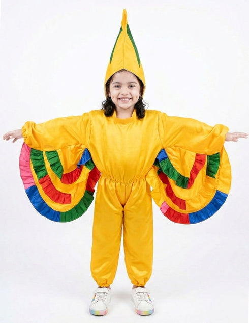 Yellow Bird Macaw With Multicolor Wings Kids Fancy Dress Costume