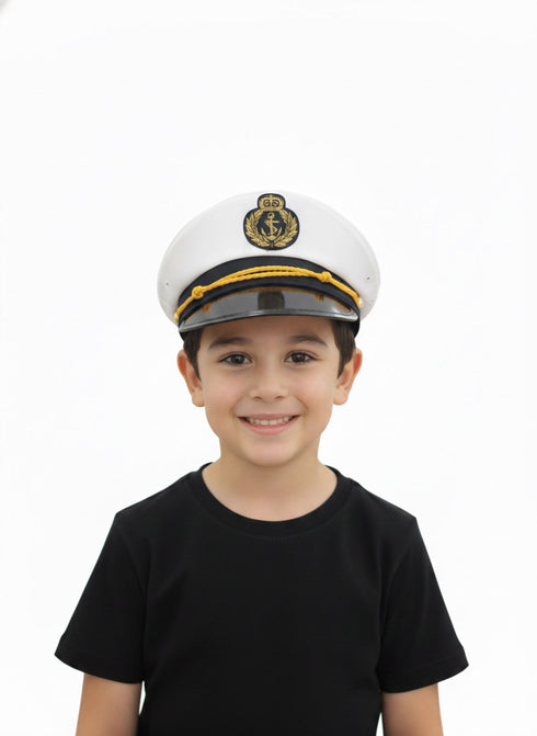 Buy White Navy Air Force Pilot Officer Cap Accessory for Boys Kids Adult Fancy Dress Costume
