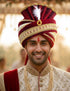 Maroon Indian Dulha Pagdi Safa with Brooch Indian Wedding Groom Turban - Adults