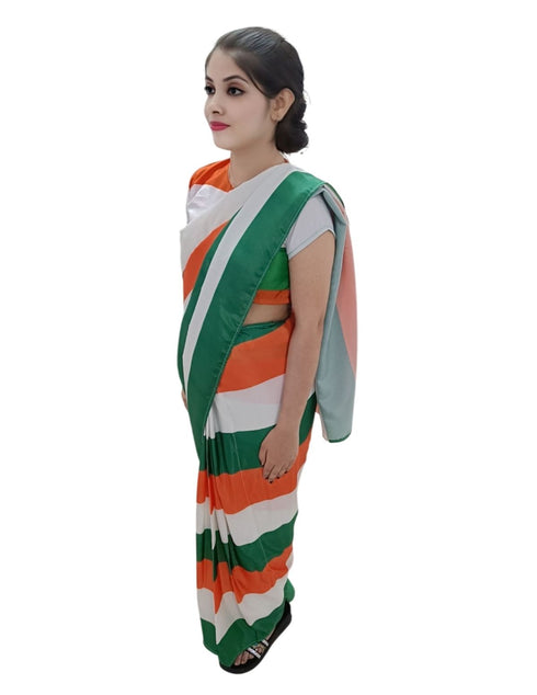 BookMyCostume Tricolour Saree Indian Patriotic Independence Day for Girls Fancy Dress Costume