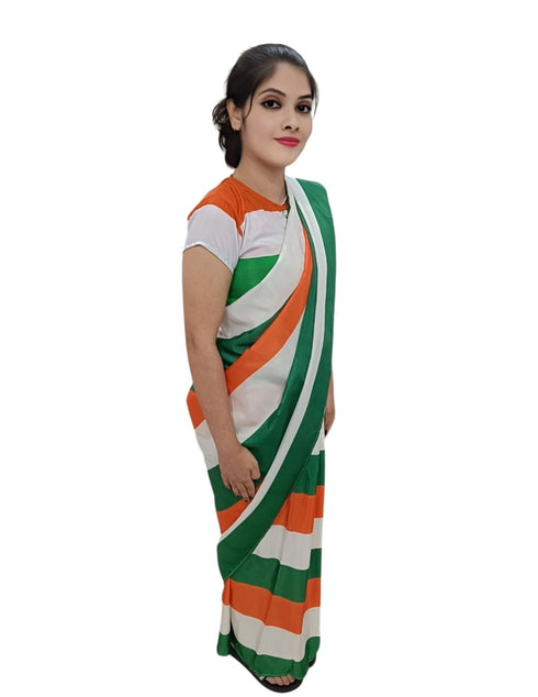 BookMyCostume Tricolour Saree Indian Patriotic Independence Day for Girls Fancy Dress Costume