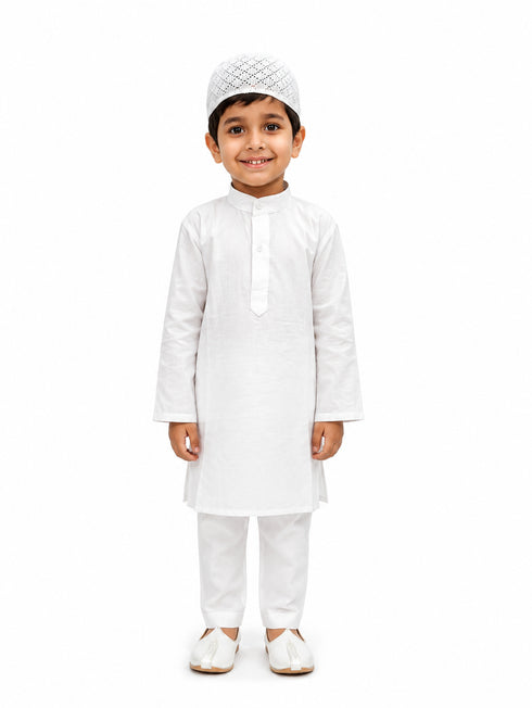 Muslim Boy White Kurta Pyjama & Cap Indian State Fancy Dress Costume for Boys Kids & Adults