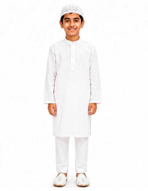 Muslim Boy White Kurta Pyjama & Cap Indian State Fancy Dress Costume for Boys Kids & Adults
