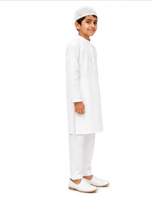 Muslim Boy White Kurta Pyjama & Cap Indian State Fancy Dress Costume for Boys Kids & Adults