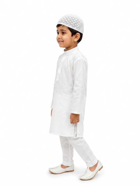 Muslim Boy White Kurta Pyjama & Cap Indian State Fancy Dress Costume for Boys Kids & Adults