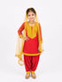 Punjabi Giddha Baisakhi Folk Dance Costume for Girls and Females | Golden & Red | with Jewellery