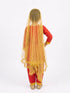 Punjabi Giddha Baisakhi Folk Dance Costume for Girls and Females | Golden & Red | with Jewellery