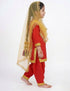 Punjabi Giddha Baisakhi Folk Dance Costume for Girls and Females | Golden & Red | Without Jewellery