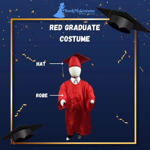 BookMyCostume Red Graduate Scholar Graduation Day Gown Kids & Adults Fancy Dress Costume