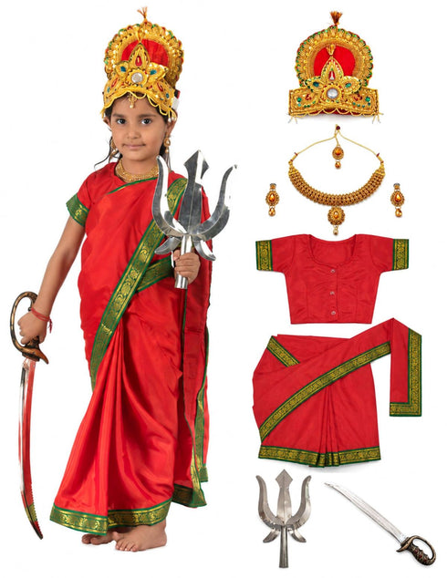 Durga Mata Hindu Goddess Girls Fancy Dress Costume for Shoots and Role Play