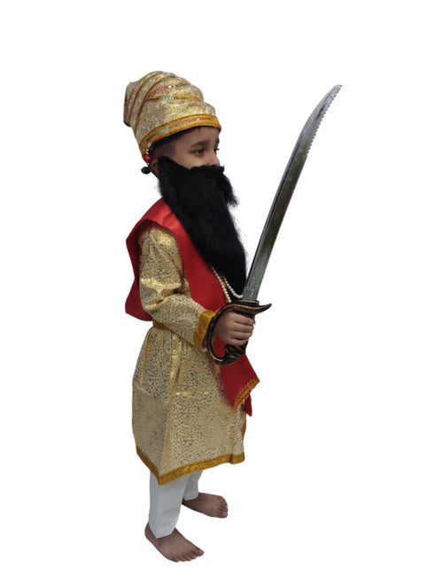 BookMyCostume Chhatrapati Shivaji Maharaj Indian Maratha Warrior King Kids & Adult Fancy Dress Costume for Boys with Beard & Talwar
