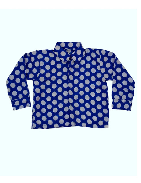 BookMyCostume Blue Polka Dots Shirt & Black Pant | Retro Theme Kids Fancy Dress Costume