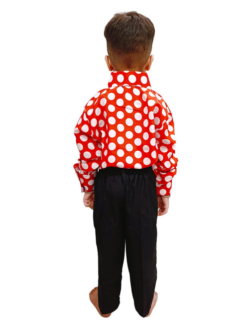 Red Polka Dots Shirt & Black Pant | Retro Theme Kids Fancy Dress Costume