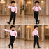 Ballroom Western Dance Pink Frill Shirt Black Pant Hat & Bow Set Kids and Adult Fancy Dress Costume