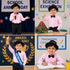 Ballroom Western Dance Pink Frill Shirt Black Pant Hat & Bow Set Kids and Adult Fancy Dress Costume