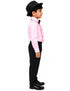 Ballroom Western Dance Pink Frill Shirt Black Pant Hat & Bow Set Kids and Adult Fancy Dress Costume