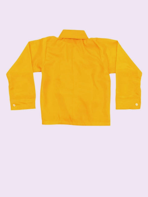 BookMyCostume Ballroom Western Dance Yellow Frill Shirt Black Pant Hat & Bow Set Kids Fancy Dress Costume