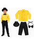Ballroom Western Dance Yellow Frill Shirt Black Pant Hat & Bow Set Kids Fancy Dress Costume