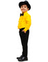 Ballroom Western Dance Yellow Frill Shirt Black Pant Hat & Bow Set Kids Fancy Dress Costume