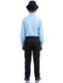 Ballroom Western Dance Blue Frill Shirt Black Pant Hat & Bow Set Kids Fancy Dress Costume