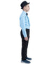 Ballroom Western Dance Blue Frill Shirt Black Pant Hat & Bow Set Kids Fancy Dress Costume