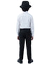 Ballroom Western Dance White Frill Shirt Black Pant Hat & Bow Set Kids Fancy Dress Costume