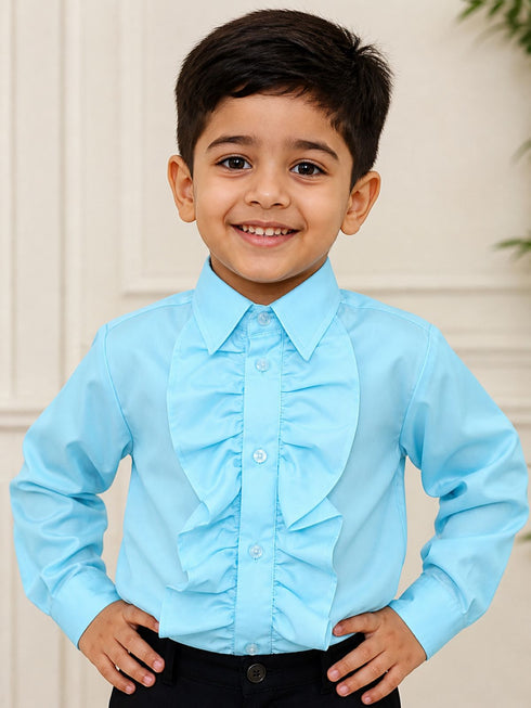 Blue Frills Shirt Kids Fancy Dress Costume