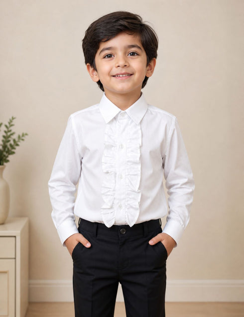 White Frills Shirt Kids Fancy Dress Costume
